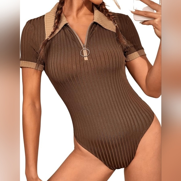 Collar skinny bodysuit top - Picture 2 of 3